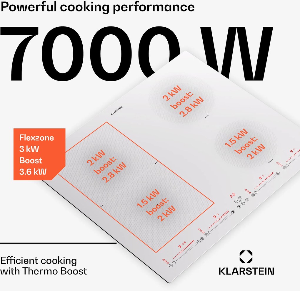 Klarstein Masterzone 60 Hibrid, Indukciós főzőlap, beépített, 4 flex zóna