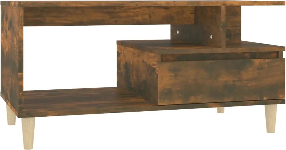 vidaXL füstös tölgy színű szerelt fa dohányzóasztal 90x49x45 cm