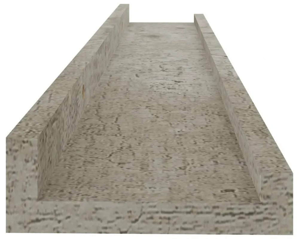 2 db betonszürke fali polc 60 x 9 x 3 cm