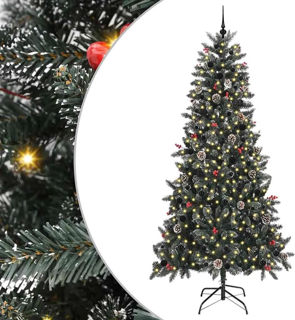 vidaXL Mű karácsonyfa 300 LED-del Zöld 240 cm PVC és Műanyag és Acél