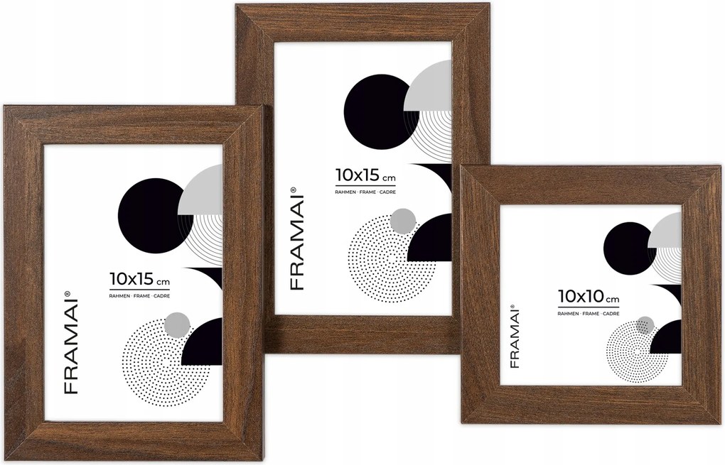 Multirama képkeret 3 kép 10x15 cm 10x10 cm barna Framai