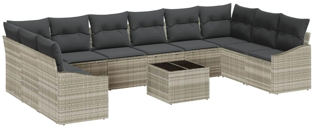 vidaXL Kerti Kanapé Szett tárolóval Világosszürke polirattan