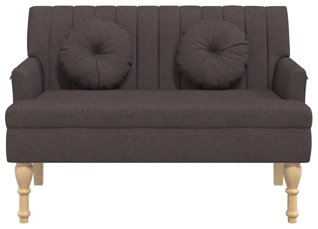 sötétbarna szövetpad párnákkal 113x64,5x75,5 cm