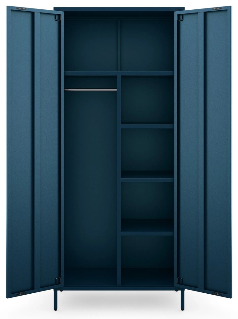 Gardróbszekrény FLAVIO, 800 x 1850 x 450 mm, Modern: sötétkék
