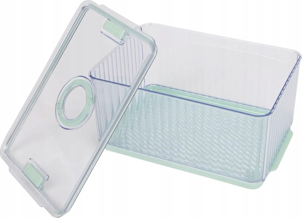 Zöldség-gyümölcs tároló doboz hűtőszekrényben, záródással és csepegtetővel 26.5x18x13.5