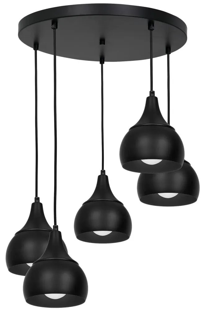 Csillár zsinóron AKTAN 5xE27/60W/230V fekete kerek