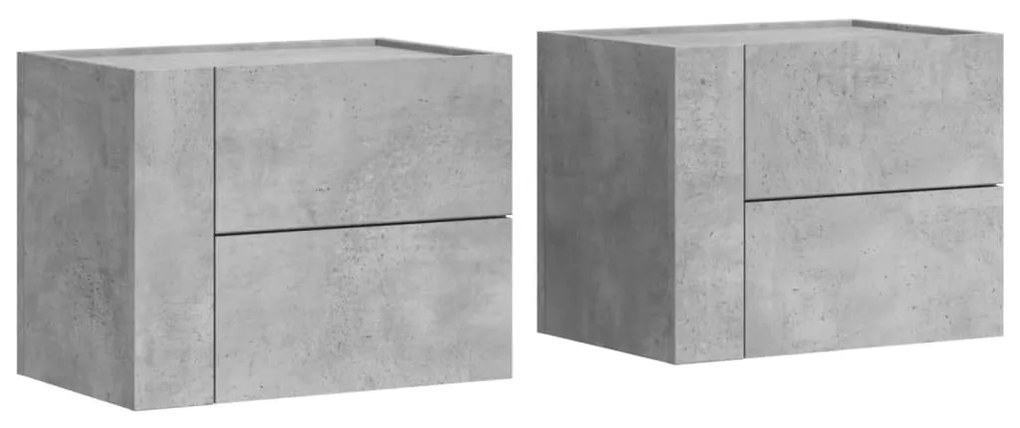 2 db betonszürke falra szerelhető éjjeliszekrény 45x30x35 cm