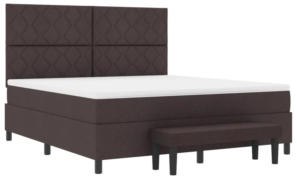 vidaXL Box Spring ágy matraccal és paddal sötétbarna 180x200 cm szövet