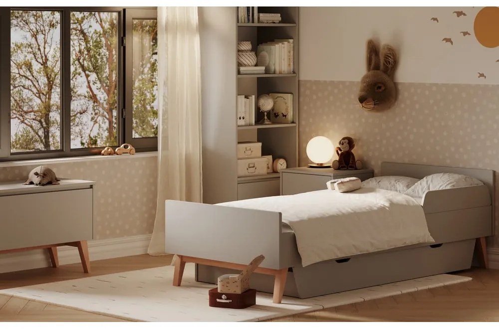 Szürke gyerekágy alatti fiók 90x200 cm Swing – Pinio