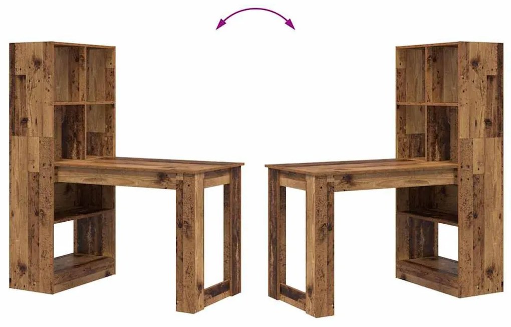 Asztal polcokkal tárolóval Öreg fa 122 x 67 x 145 cm Faanyag