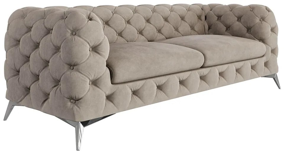 Szürkésbézs bársony kanapé 225 cm Chelsea – Ropez