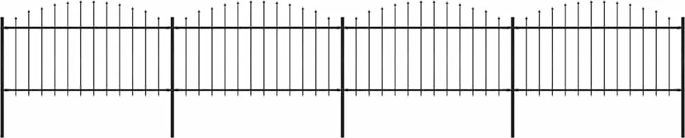 vidaXL fekete acélkerítés lándzsás tetejű 714,5 x 150 cm