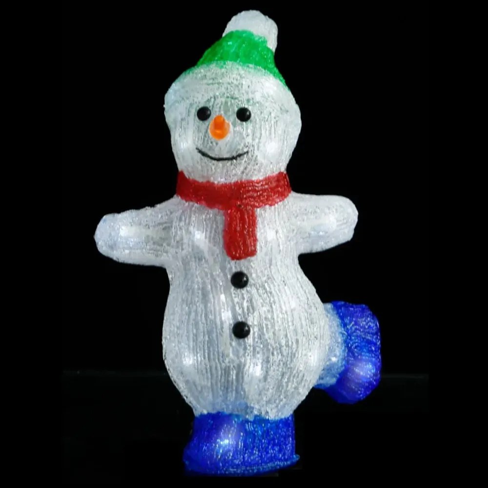 LED-es akril karácsonyi hóemberfigura bel- és és kültérre 30 cm