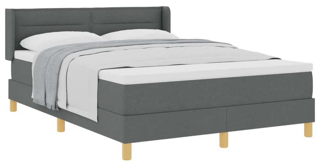 Boxspring ágy matrac nélkül, sötétszürke – 140 x 190 cm, textil