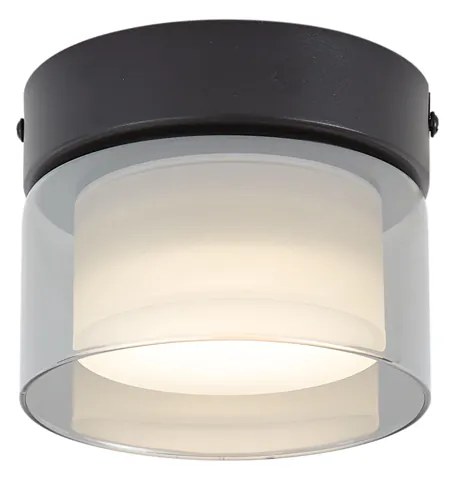 Modern mennyezeti lámpa fekete füstüveggel - Puck