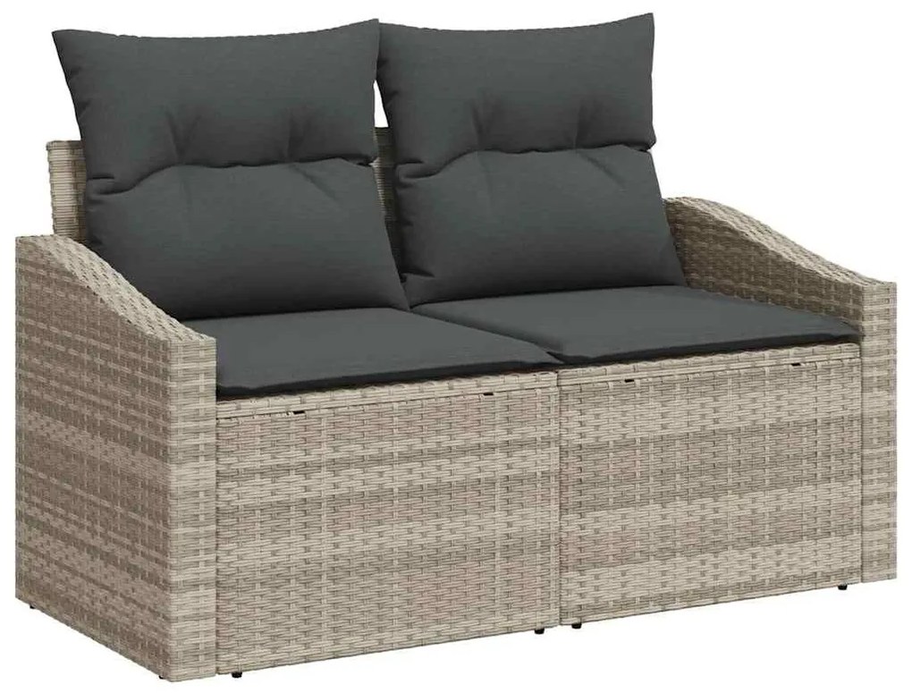Kerti Kanapé Szett 3 pcs Világosszürke Poli rattan
