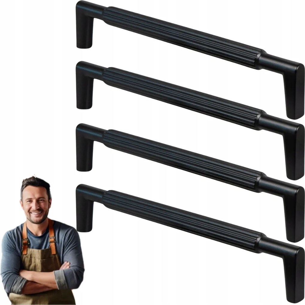 Bútorfogantyú fiókos szekrényhez Randi 160 mm fekete matt, 4db