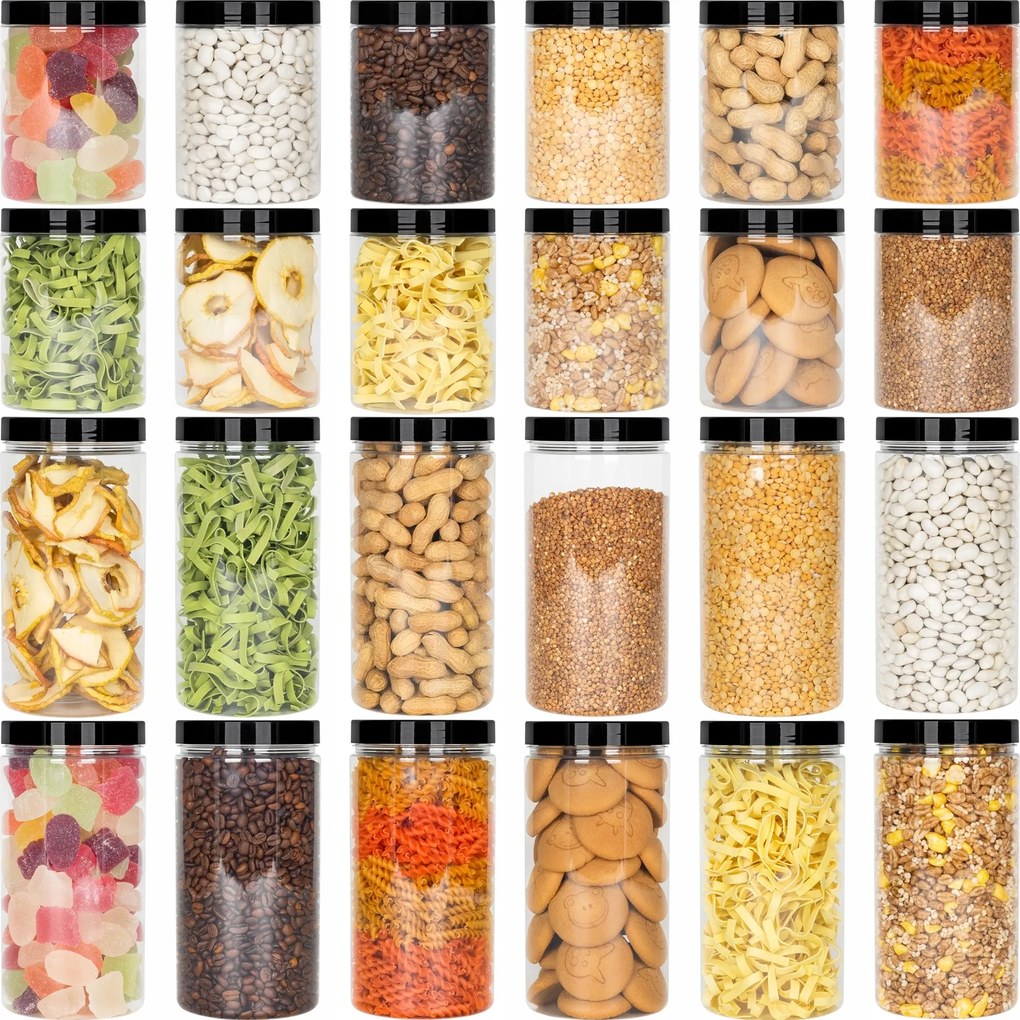 24x Befőttesüveg Élelmiszer Tartály Ömlesztett Termékek 1L 1,5L