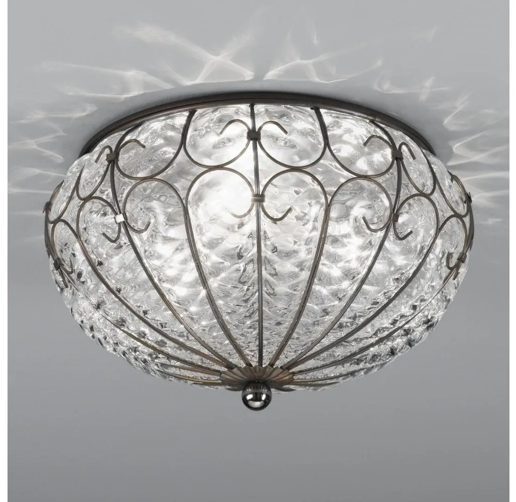 SIRU - Mennyezeti lámpa SAN TOMÀ 3xE14/40W/230V átlátszó/króm Velencei üveg