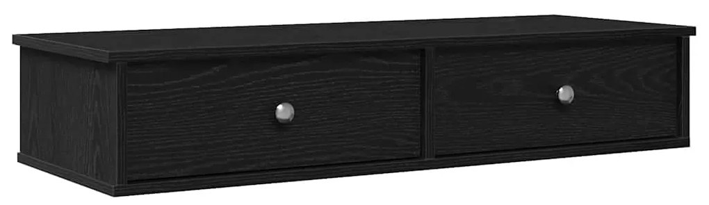fekete szerelt fa falipolc fiókokkal 100 x 37,5 x 19 cm