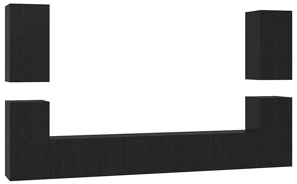 TV szekrény garnitúra 7 pcs Musta tammi 60 x 30 x 30 cm Faanyag