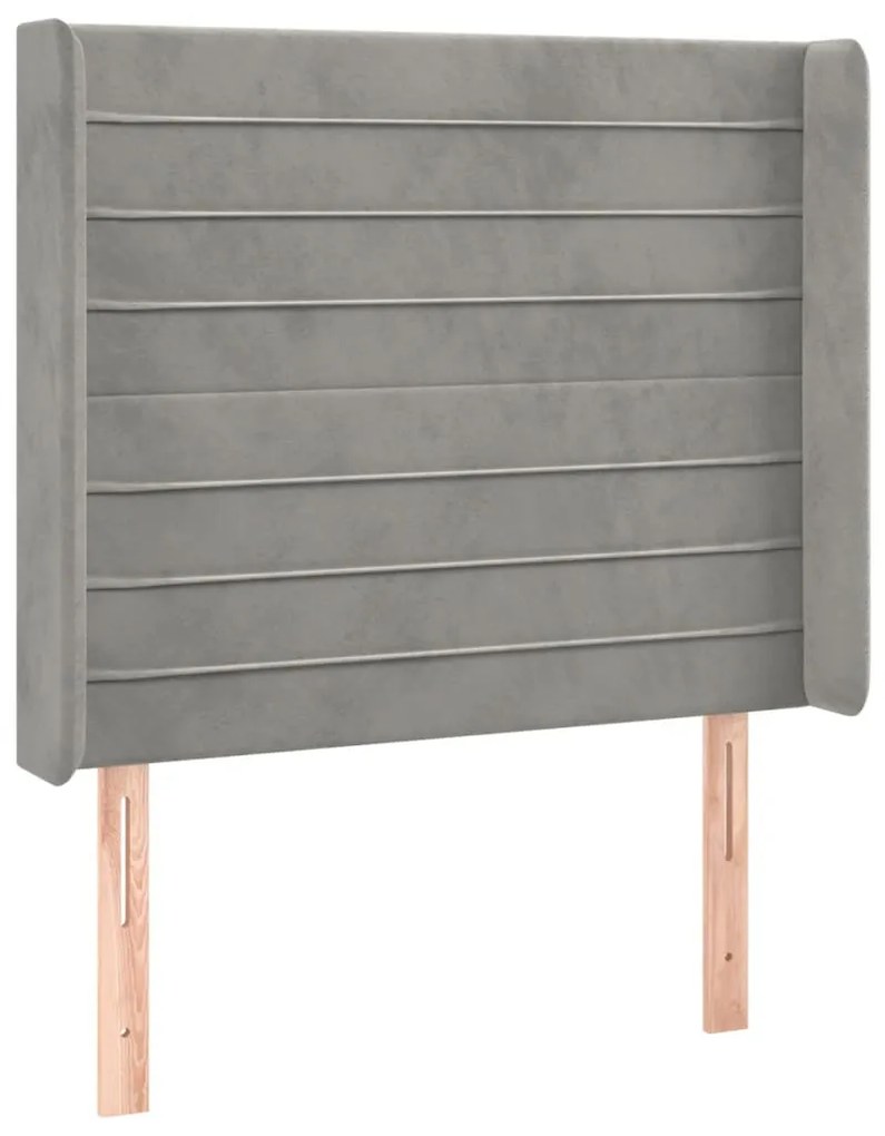 világosszürke bársony LED-es fejtámla 103x16x118/128 cm