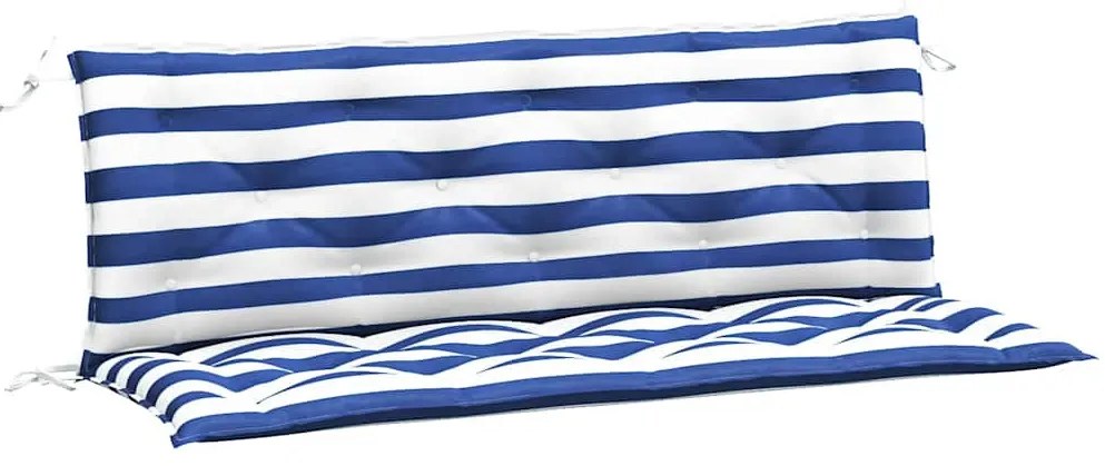 2 db kék és fehér csíkos szövet kerti padpárna 150 x 50 x 7 cm