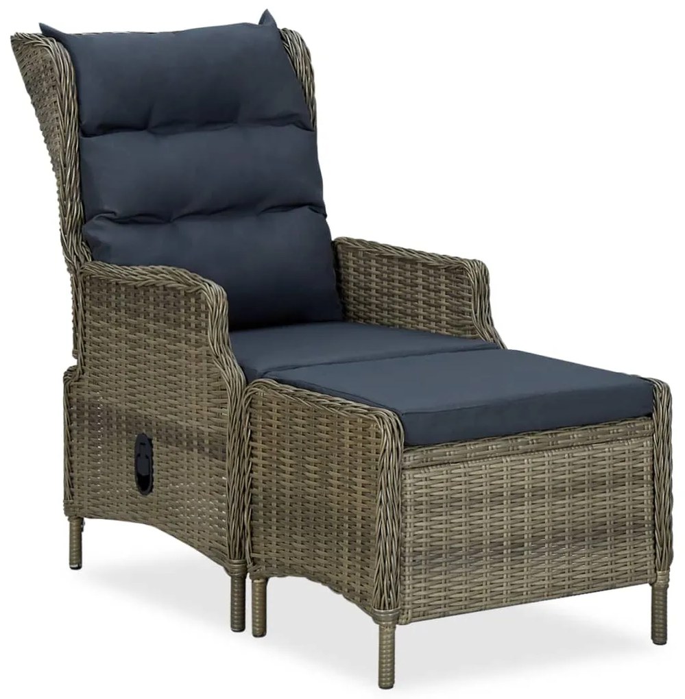 vidaXL barna dönthető polyrattan kerti szék lábzsámollyal