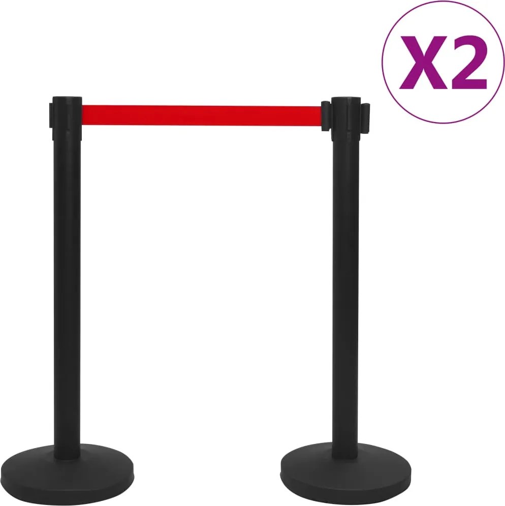 vidaXL 4 db fekete vas elválasztó tartóoszlop szíjjal