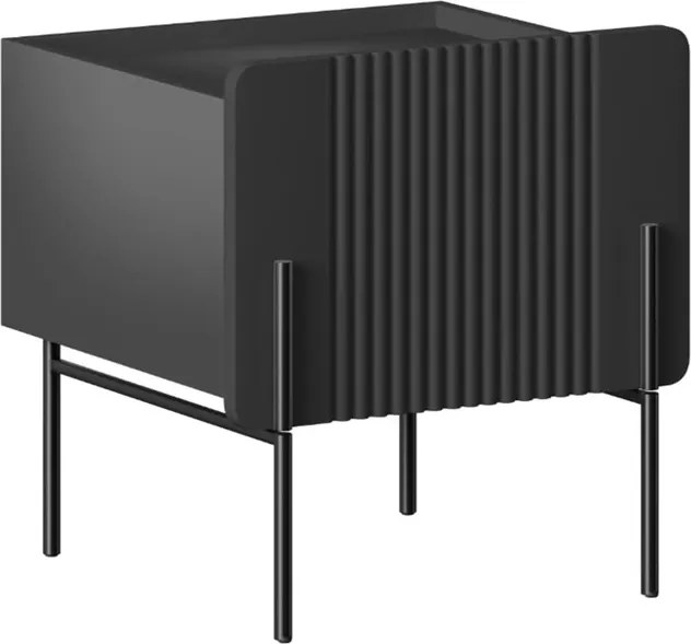 Malmi éjjeliszekrény fiókkal 45 cm - fekete matt / fekete lábak