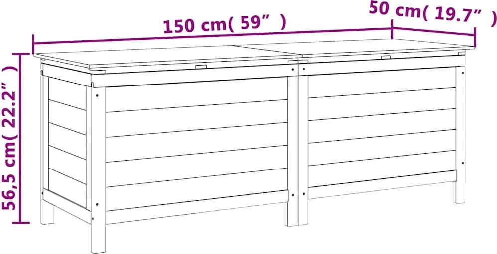 vidaXL fehér tömör fenyőfa kerti tárolóláda 150x50x56,5 cm
