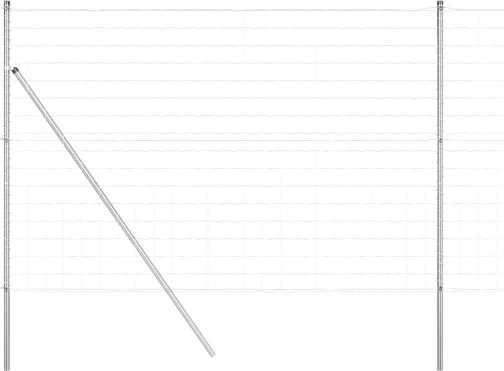 vidaXL Kerítés oszlopokkal Ezüst 1,5 x 10 m Acél és PVC
