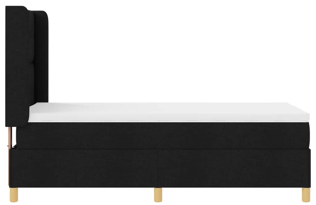 Boxspring Ágy Matraszsal Fekete 100x200 cm Szövet