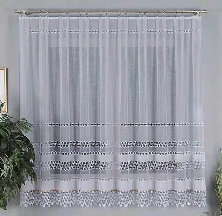 Mg Jacquard Függöny fehér 18669 400x180cm Kész Szalaggal M