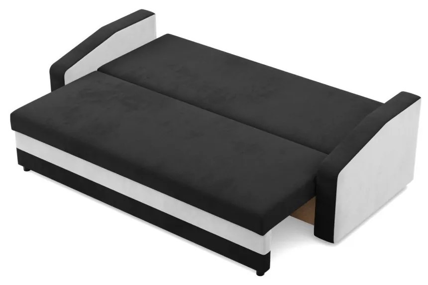 Hewlet kanapéágy, szövet anyag, hab töltet, fekete - fehér