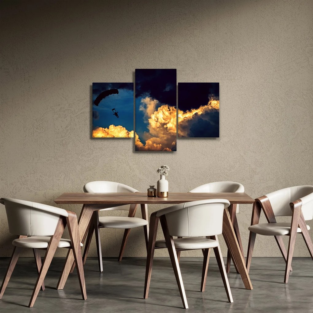 Ejtőernyős a felhőkben képe (90x60 cm)