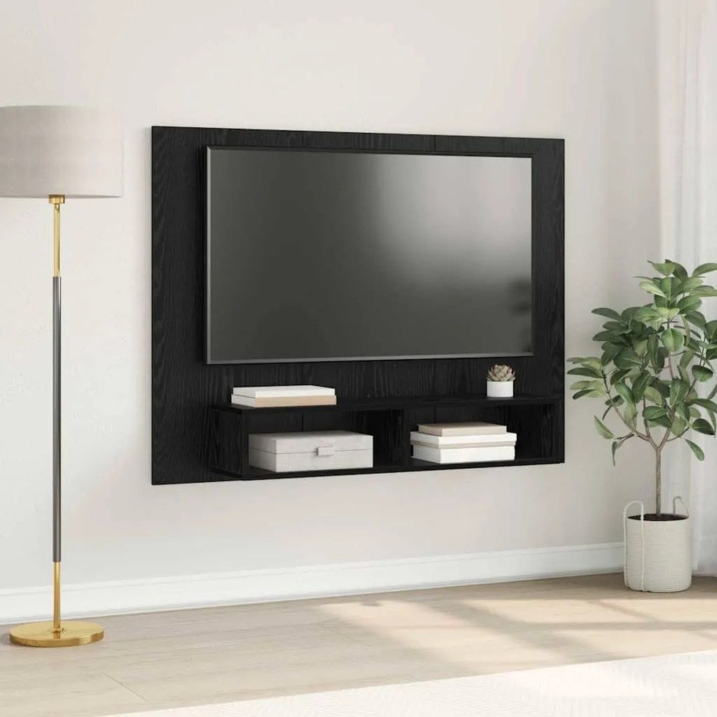 Fali TV Szekrény Musta tammi 120 x 23.5 x 90 cm Faanyag