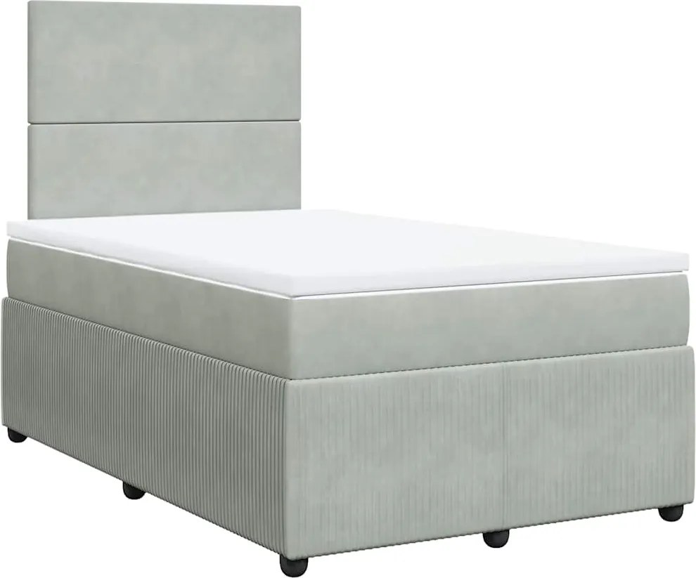 vidaXL világosszürke bársony rugós ágy matraccal 120 x 200 cm