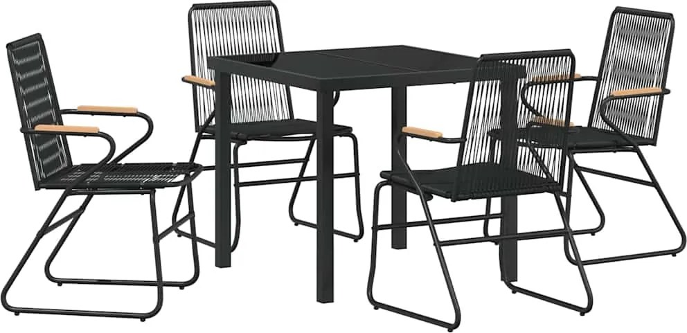 vidaXL Kert étkező szett 5 pcs Fekete Porszórt acél
