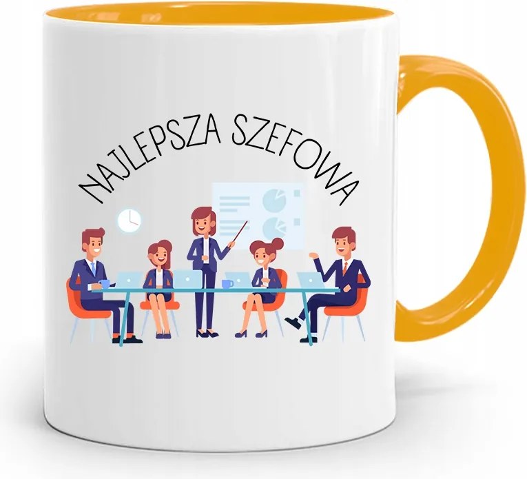 Sárga Bögre Ajándék Főnöknek Legjobb Főnöknő fényképes nyomtatással