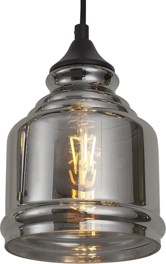 Art Deco függőlámpa fekete füstüveggel, 8 izzós - Hanne