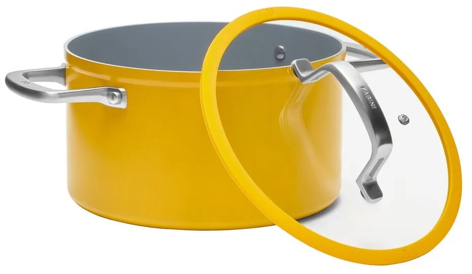 Indukciós tűzhelyhez alkalmas edény fedővel-kerámia felülettel 5,5 l Meda 3.0 – FABINI