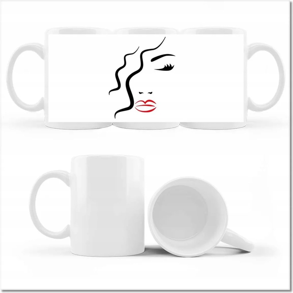 Bögre fényképpel Nő Vörös ajkak