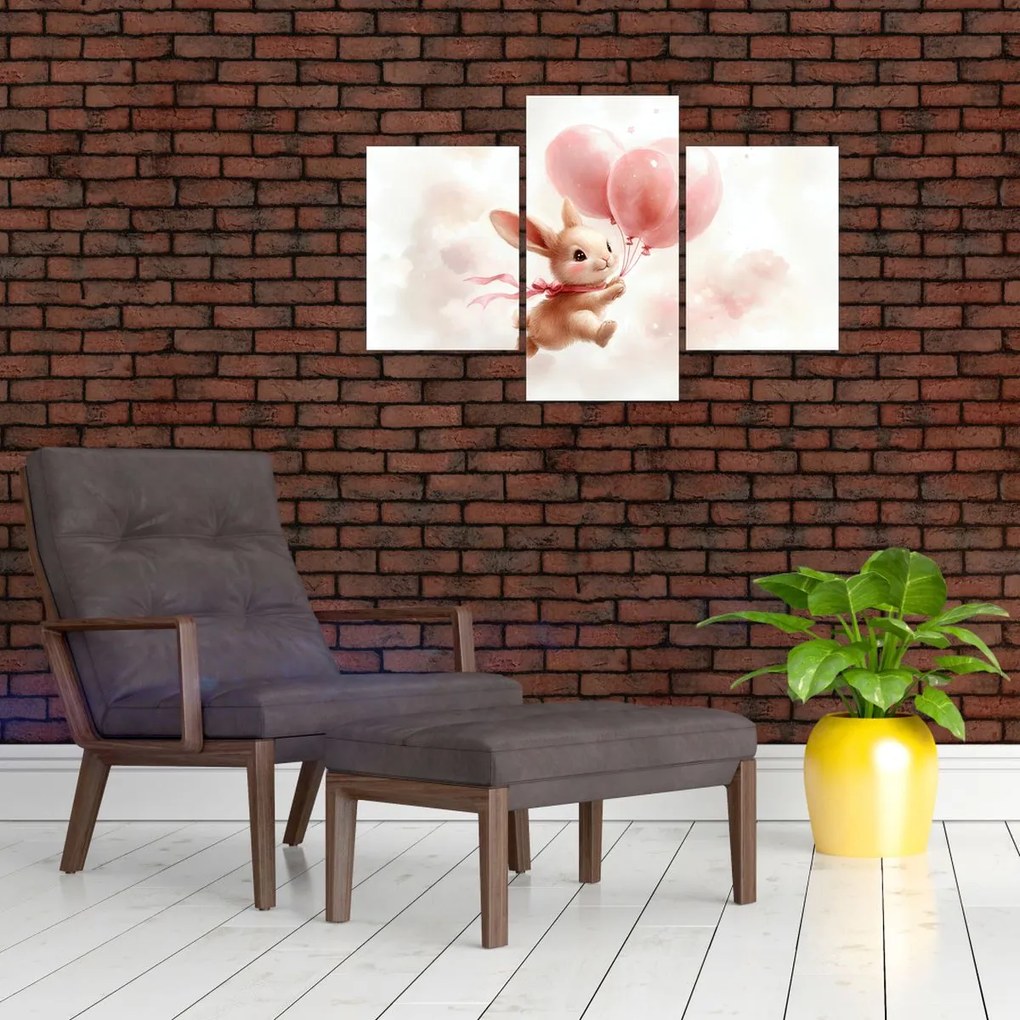 Kép - Nyuszi léggömbökkel (90x60 cm)