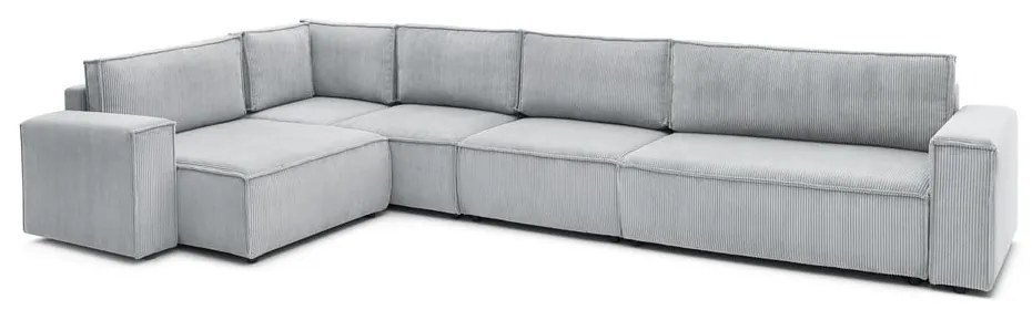 Világosszürke kordbársony sarokkanapé (bal oldali) Nihad modular – Bobochic Paris