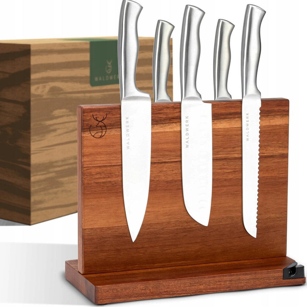 Akácfából készült kétoldalas késtartó blokk 10 férőhelyes