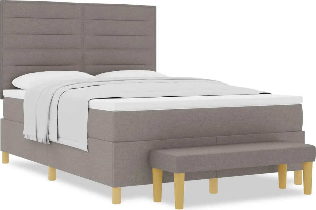 vidaXL Boxrugós ágy matracmal fejtámlával Tópszínű 160 x 200 cm szövet