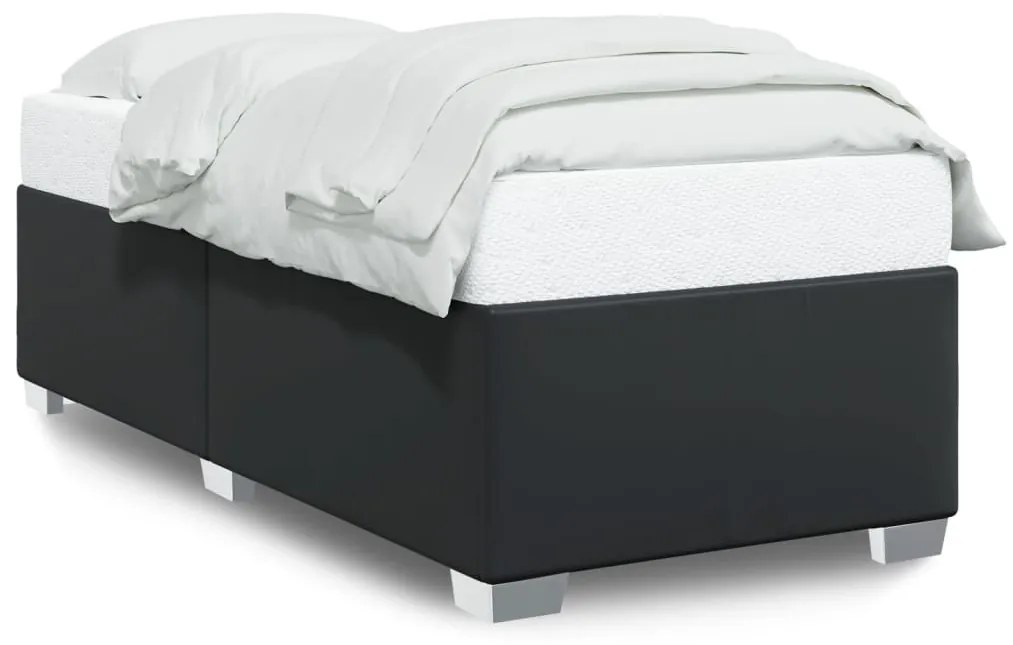 fekete műbőr ágykeret 90x200 cm