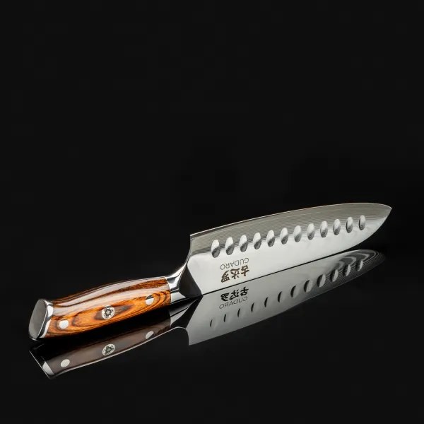 Gudaro - Damaszk Santoku konyhakés FENG 7,5", 67 rétegű acél, hossza 18 cm