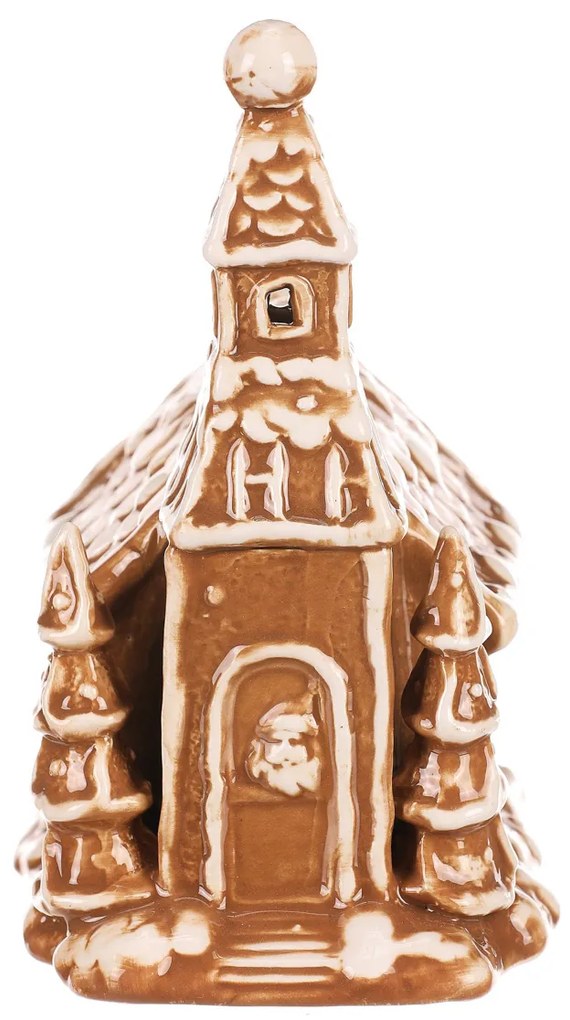Gyertyatartó mézeskalács templom, kerámia, 16 cm